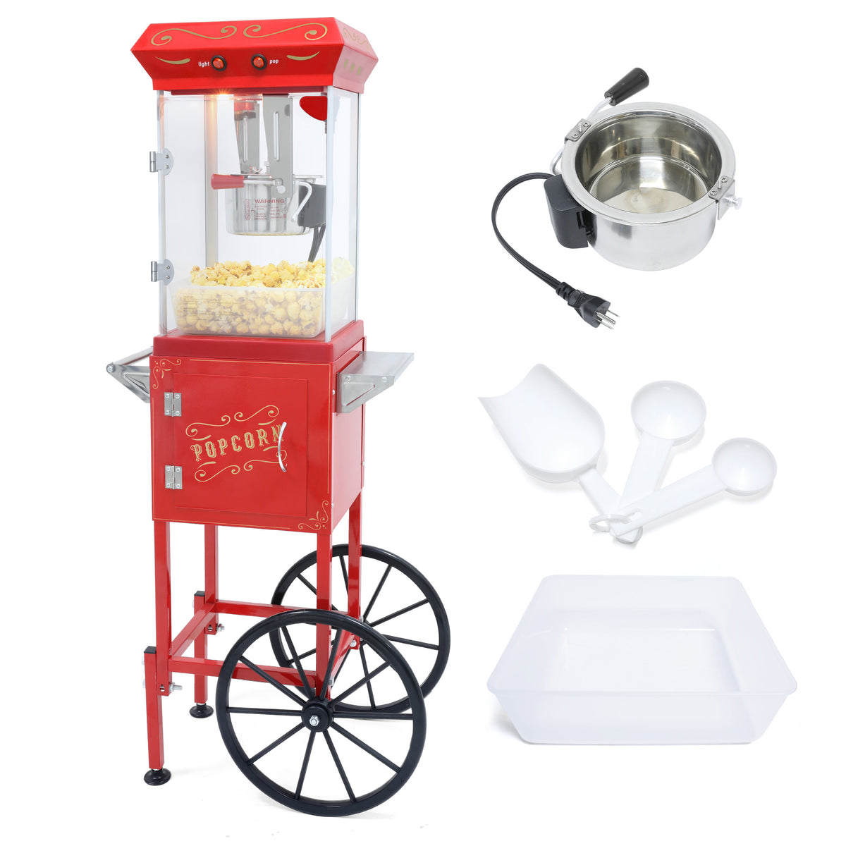 Lposuu 8 Oz. Red 47.64 Inches Tall Professional Popcorn Machine