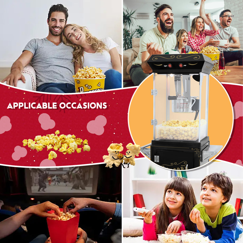 Lposuu 8 Oz. Black 47.64 Inches Tall Professional Popcorn Machine