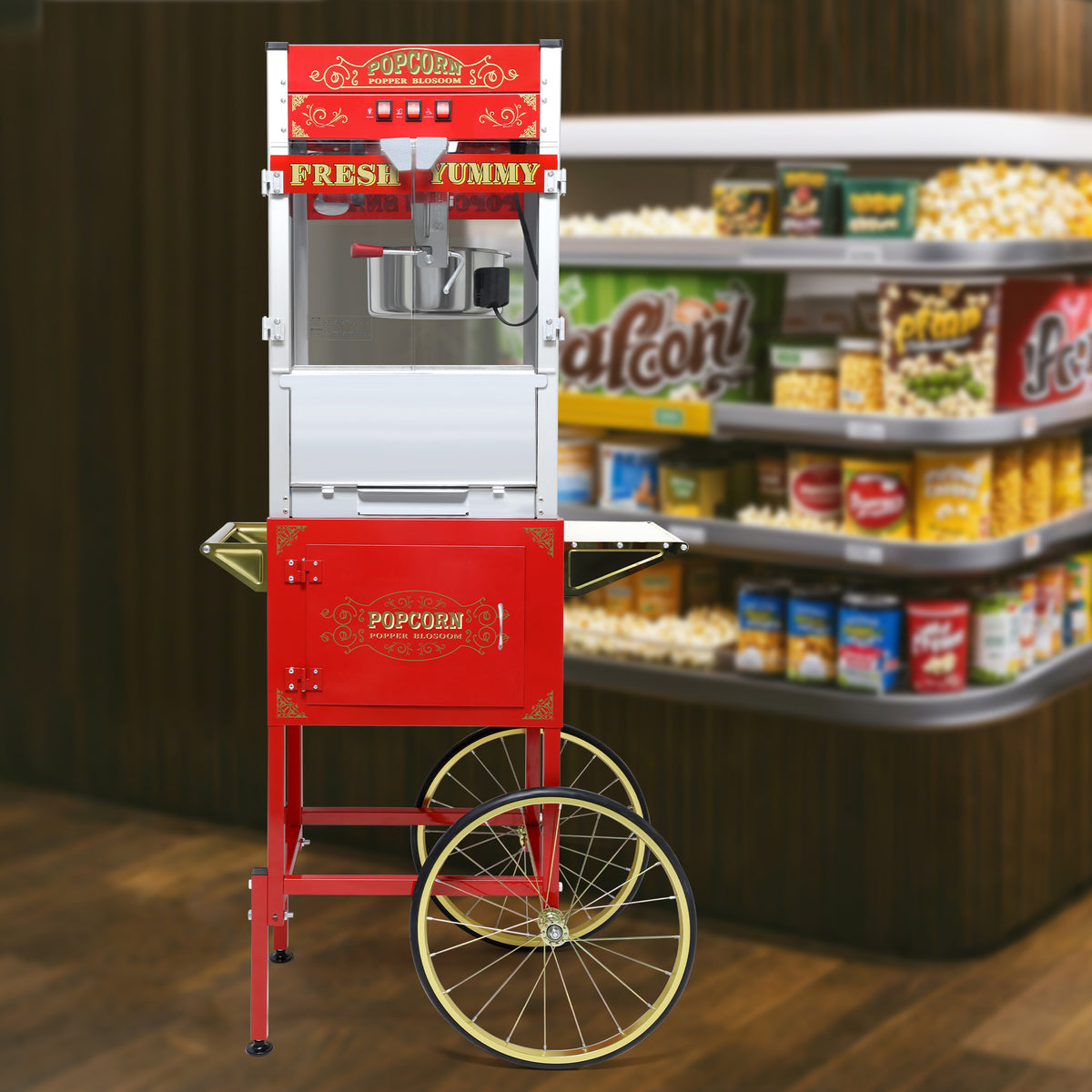 Lposuu Vintage 20Oz. Red 63.78 Inches Tall Professional Popcorn Machine