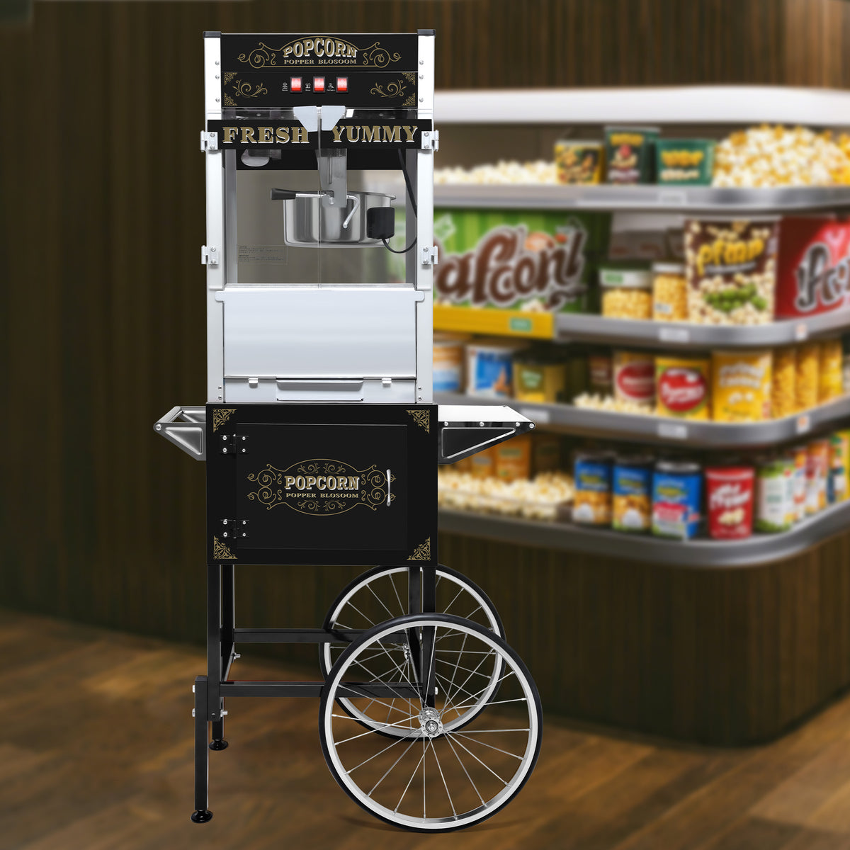 Lposuu Vintage 20Oz. Black 63.78 Inches Tall Professional Popcorn Machine
