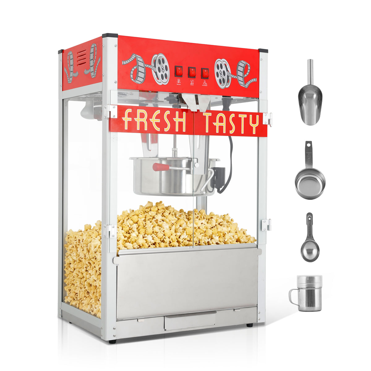 Lposuu Vintage 30 Oz. Red 34.17 Inches Tall Professional Popcorn Machine