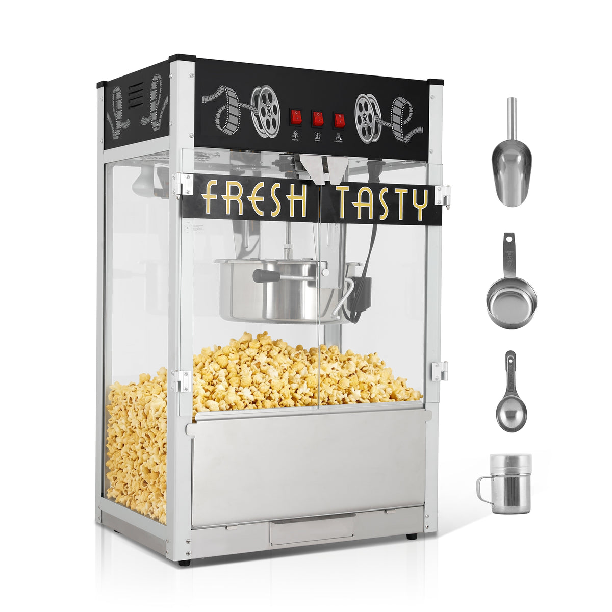 Lposuu Vintage 30 Oz. Black 34.17 Inches Tall Professional Popcorn Machine
