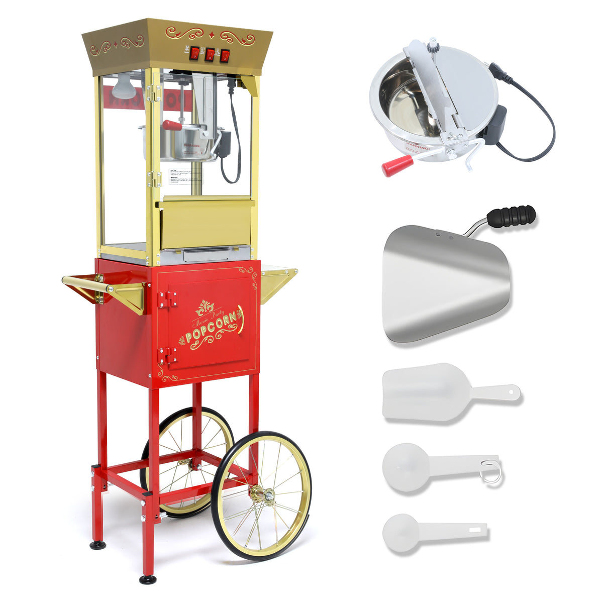Lposuu Vintage 12 Oz. Red 54.13 Inches Tall Professional Popcorn Machine