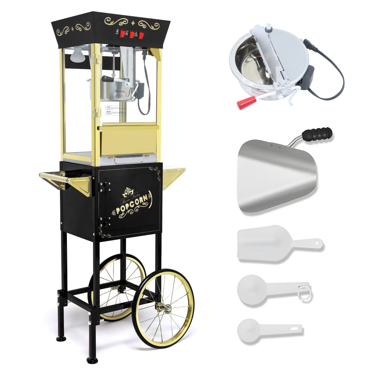 Lposuu Vintage 12 Oz. Black 54.13 Inches Tall Professional Popcorn Machine