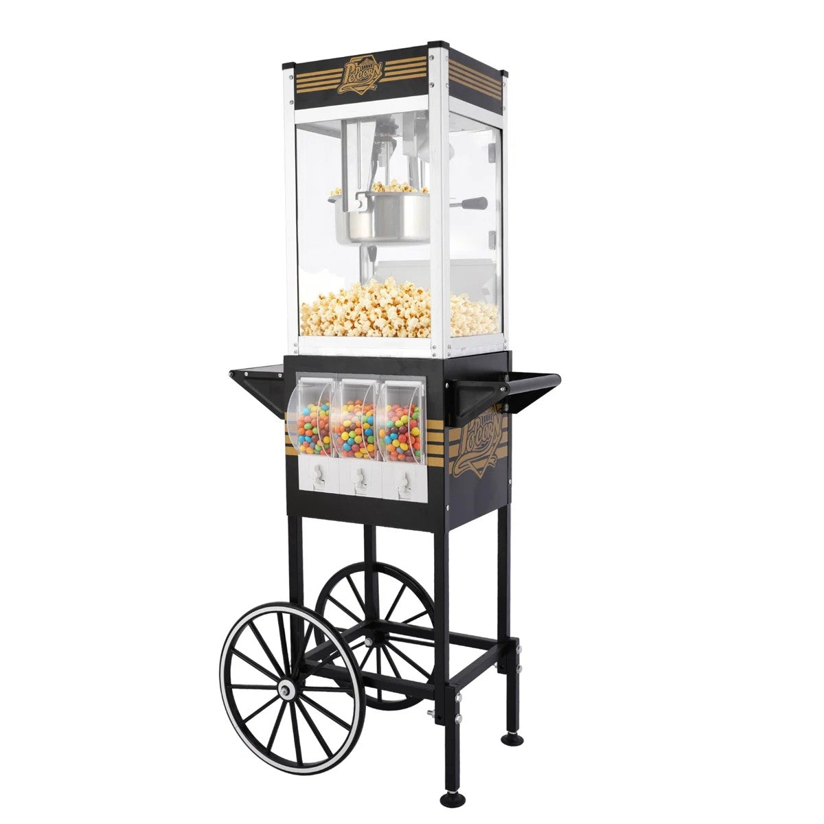 Lposuu Vintage 12 Oz. Black 33.6 Inches Tall Professional Popcorn Machine