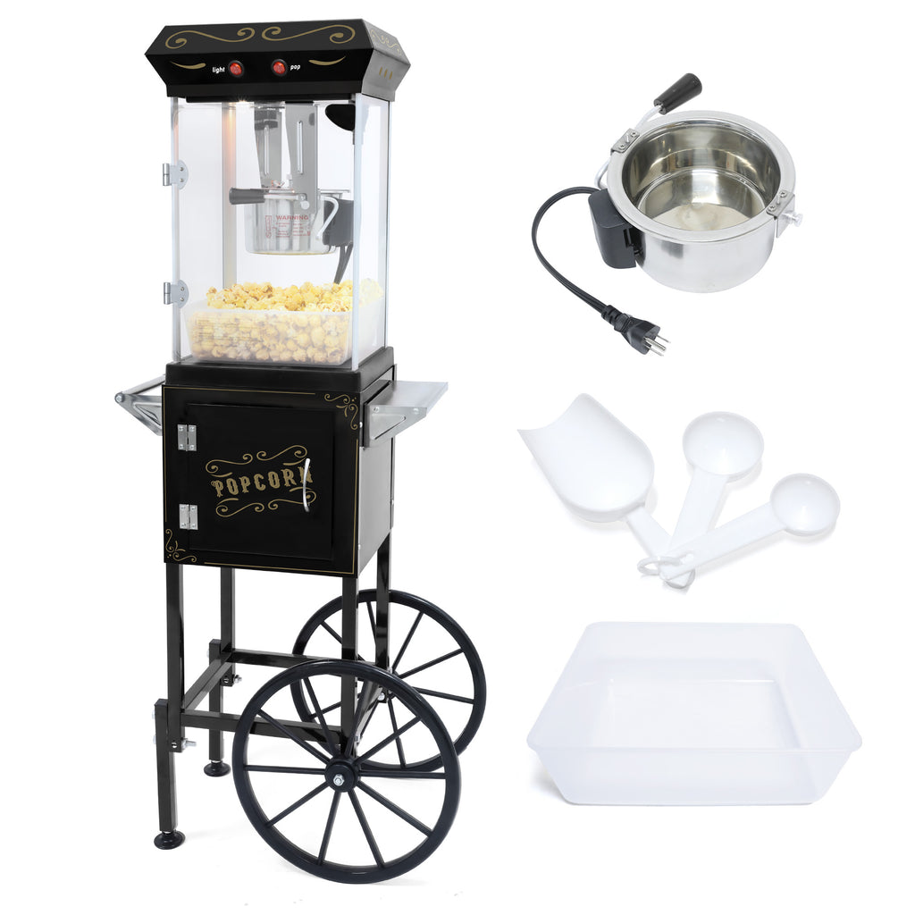 Lposuu 8 Oz. Black 47.64 Inches Tall Professional Popcorn Machine