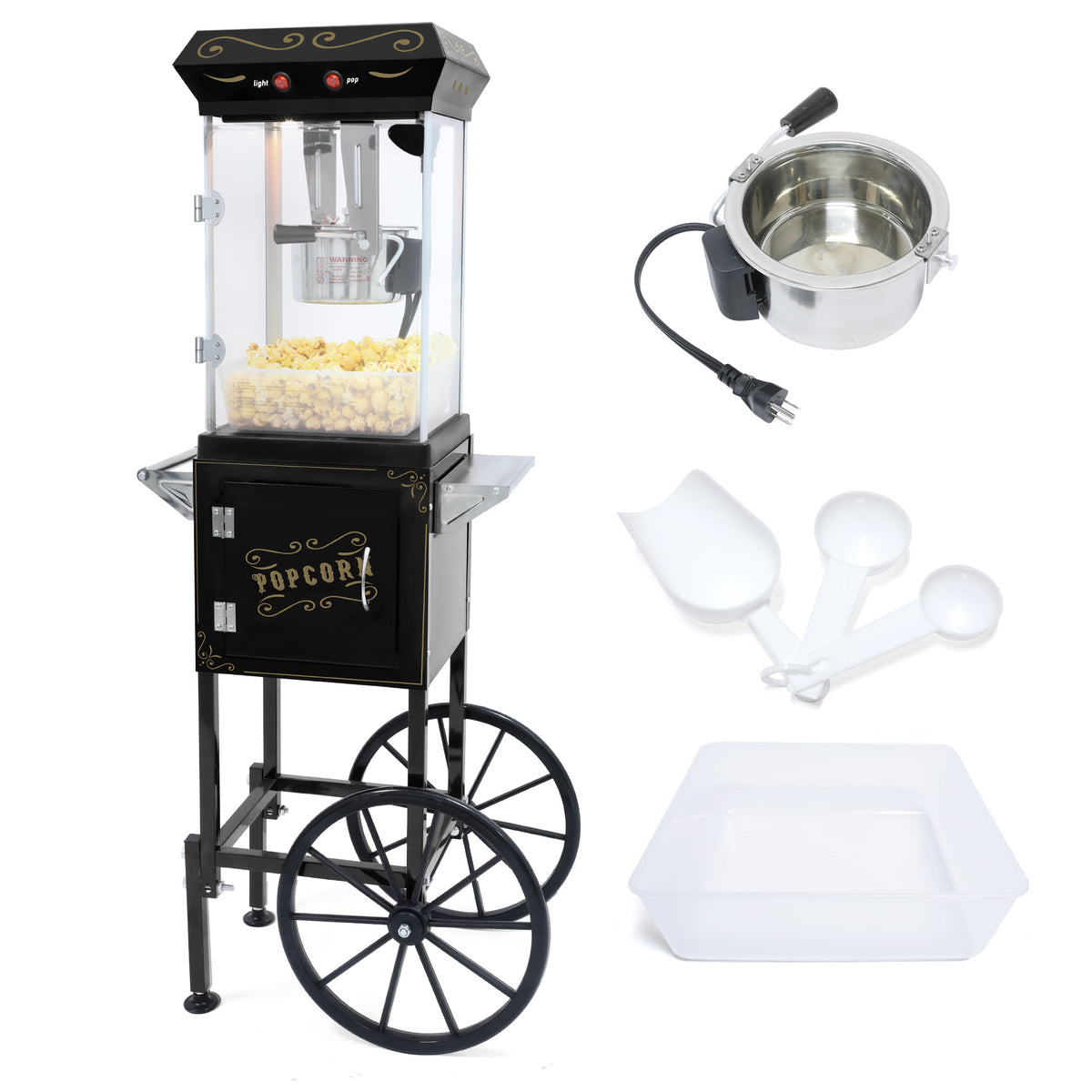 Lposuu 8 Oz. Black 47.64 Inches Tall Professional Popcorn Machine