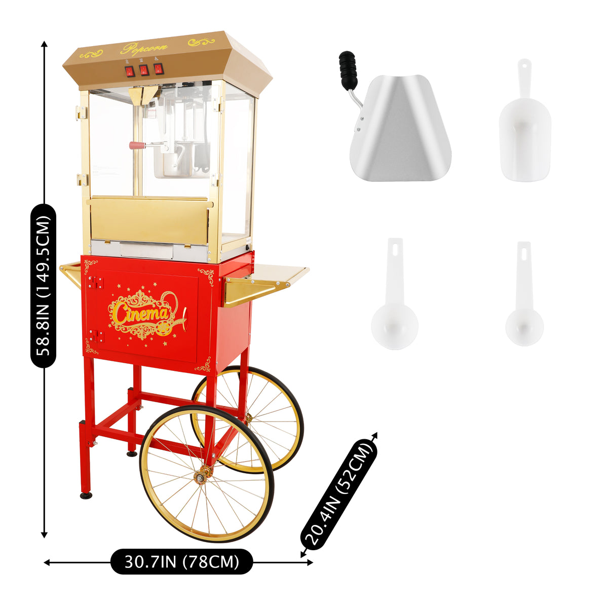 Lposuu 16 Oz. Red 58.8 Inches Tall Professional Popcorn Machine