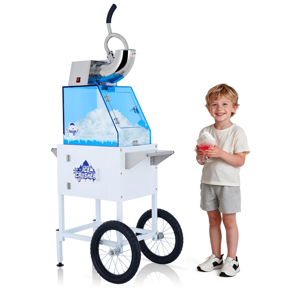 Lposuu 52-Inch Tall White Snow Cone Shaved Ice Machine Cart