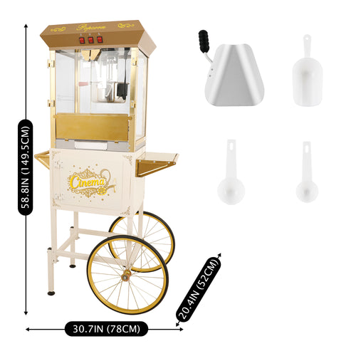 Lposuu 16Oz. White 58.8 Inches Tall Professional Popcorn Machine