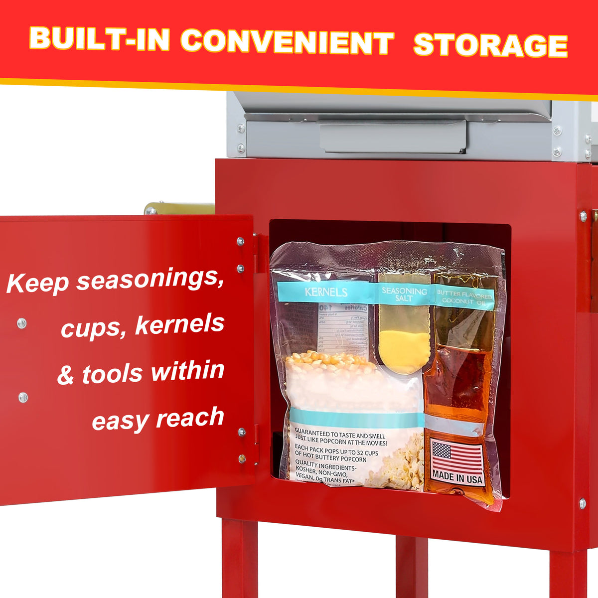 Lposuu Vintage 8 Oz. Red 53.94 Inches Tall Professional Popcorn Machine