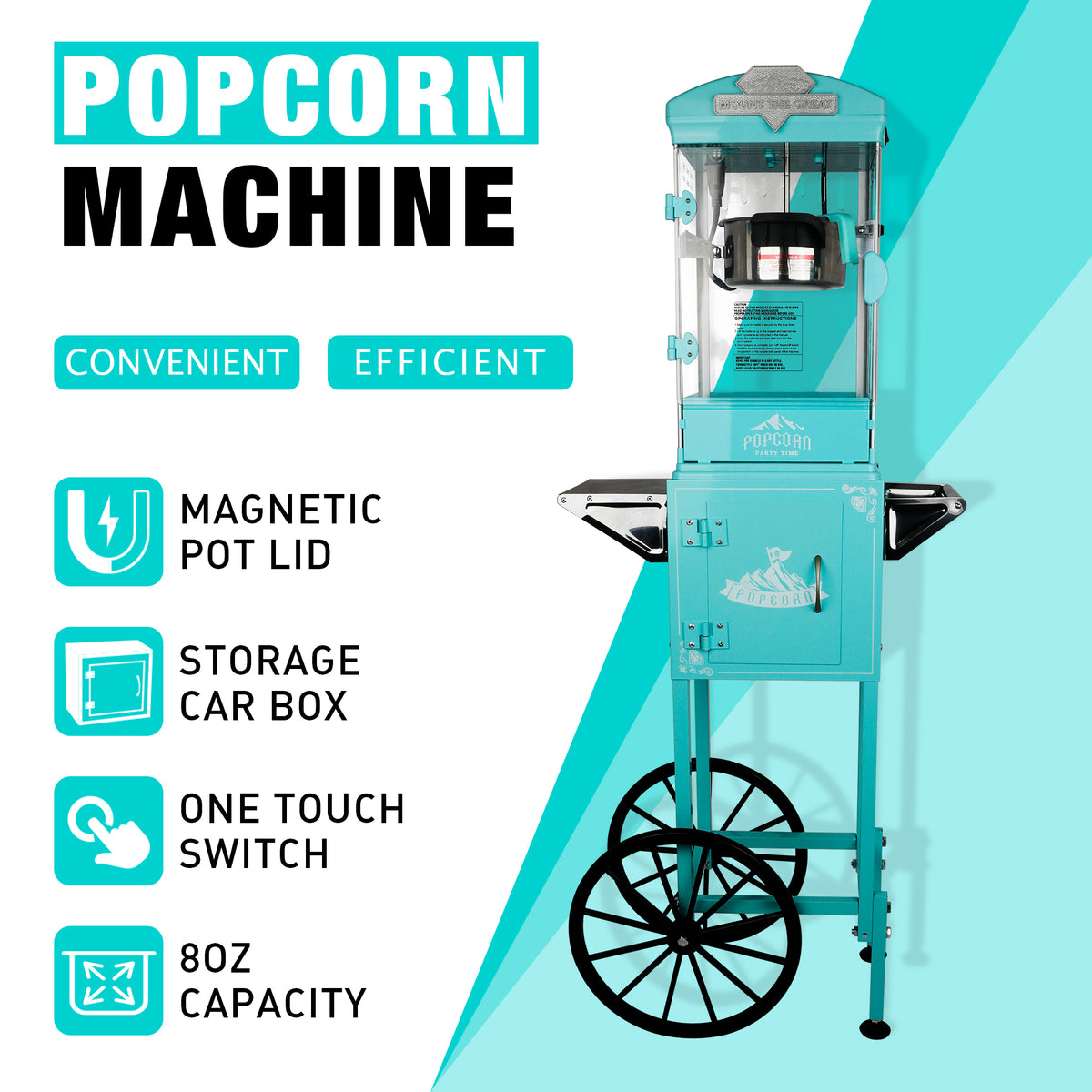 Lposuu Vintage 10Oz. Green 51.3 Inches Tall Professional Popcorn Machine