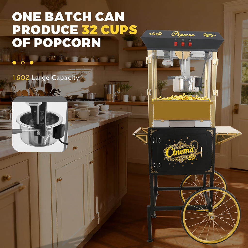 Lposuu 16Oz. Black 58.8 Inches Tall Professional Popcorn Machine