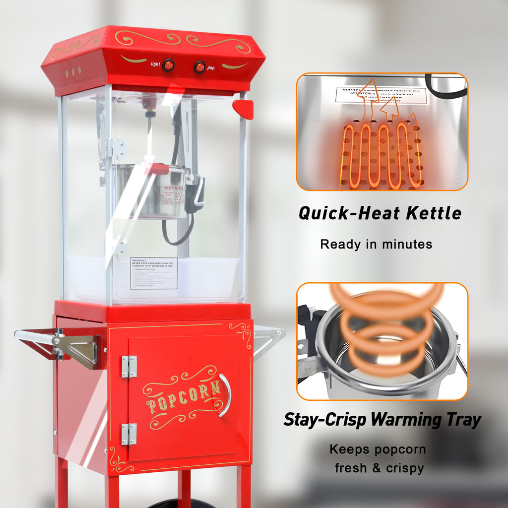Lposuu 8 Oz. Red 47.64 Inches Tall Professional Popcorn Machine