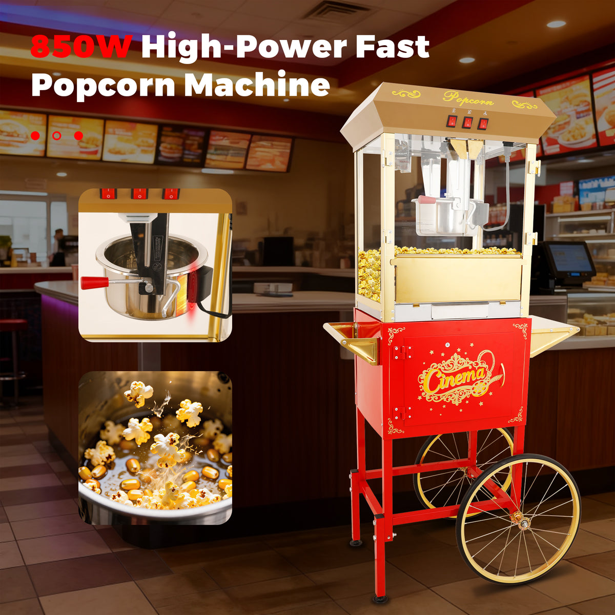 Lposuu 16 Oz. Red 58.8 Inches Tall Professional Popcorn Machine