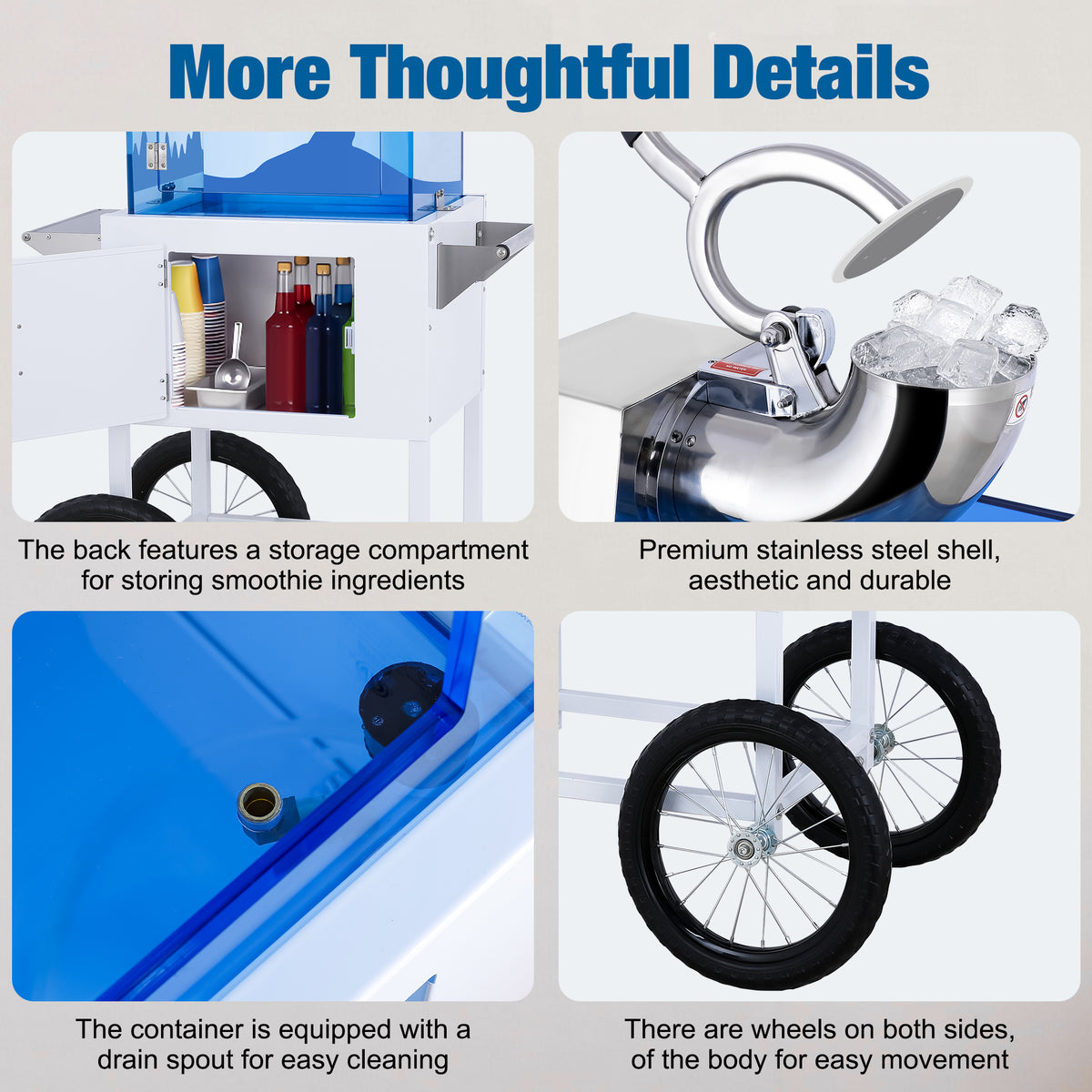 Lposuu 52-Inch Tall White Snow Cone Shaved Ice Machine