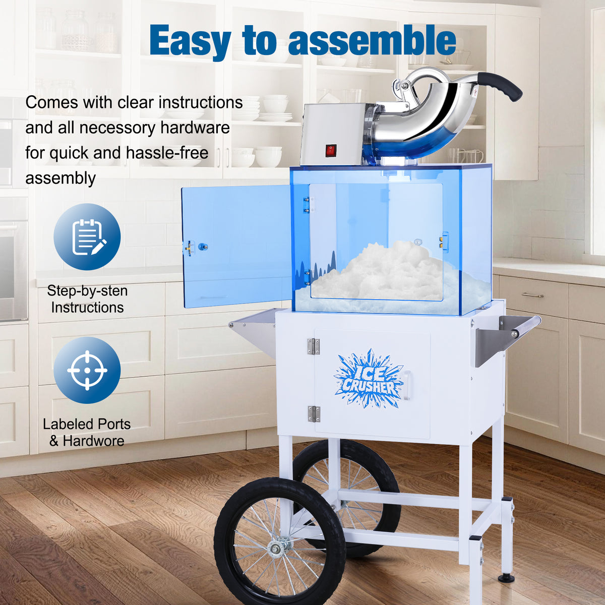 Lposuu 52-Inch Tall White Snow Cone Shaved Ice Machine
