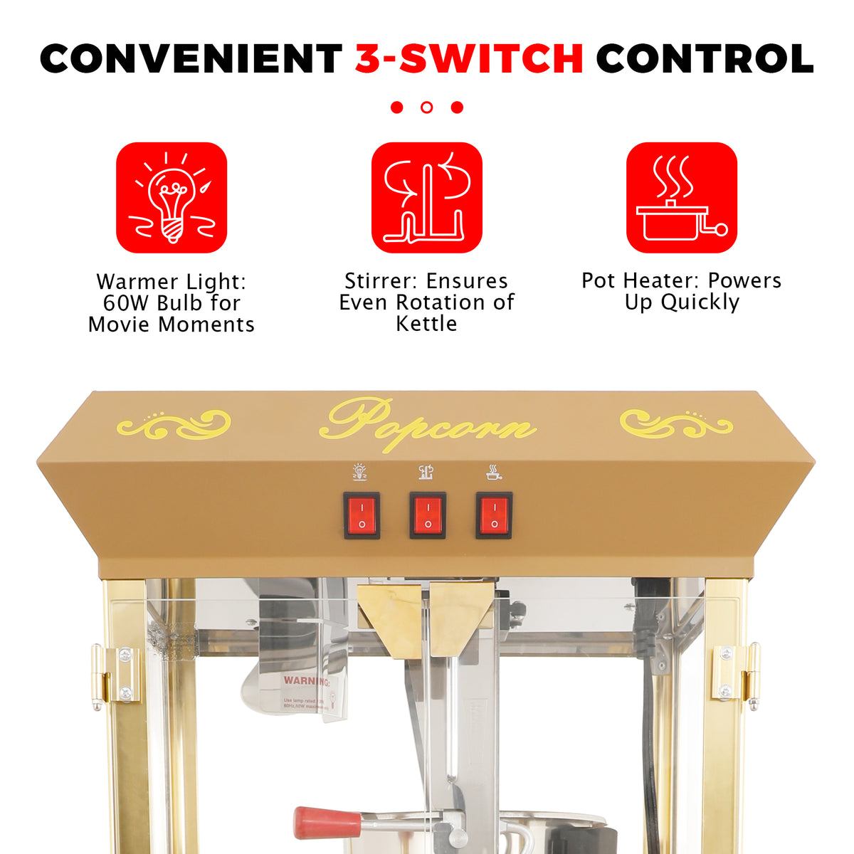 Lposuu 16 Oz. Red 58.8 Inches Tall Professional Popcorn Machine