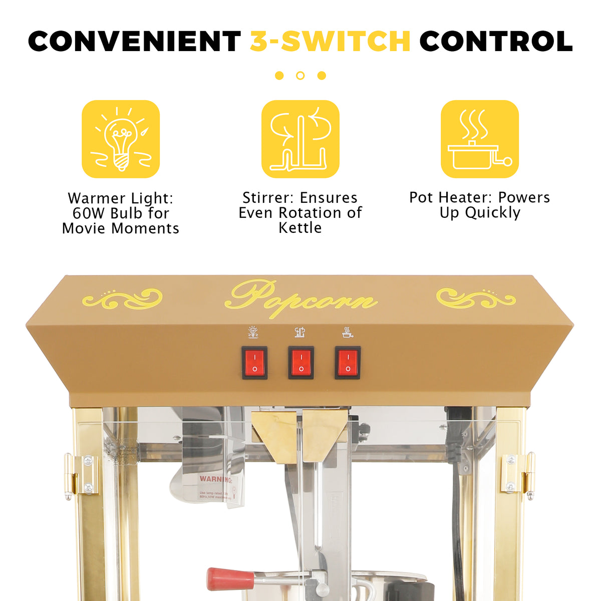 Lposuu 16Oz. White 58.8 Inches Tall Professional Popcorn Machine