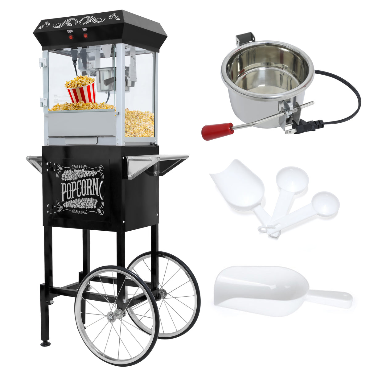 Lposuu Vintage 8 Oz. Black  53.94 Inches Tall Professional Popcorn Machine
