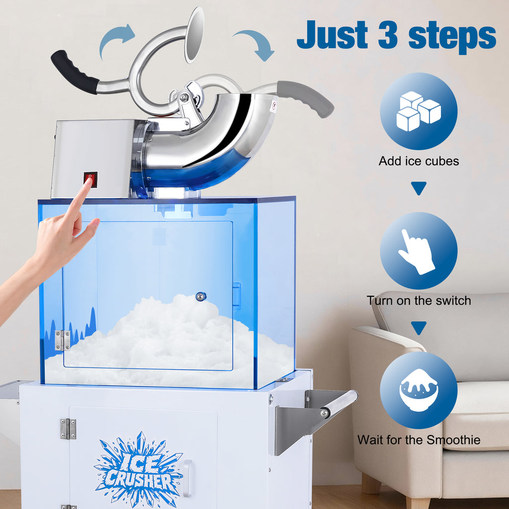 Lposuu 52-Inch Tall White Snow Cone Shaved Ice Machine
