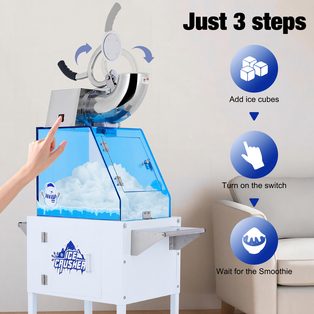 Lposuu 52-Inch Tall White Snow Cone Shaved Ice Machine Cart