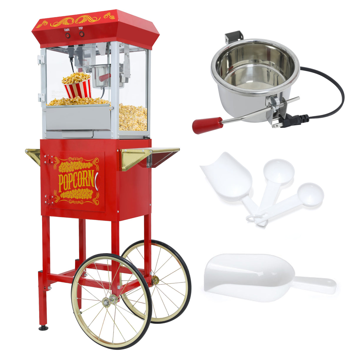 Lposuu Vintage 8 Oz. Red 53.94 Inches Tall Professional Popcorn Machine