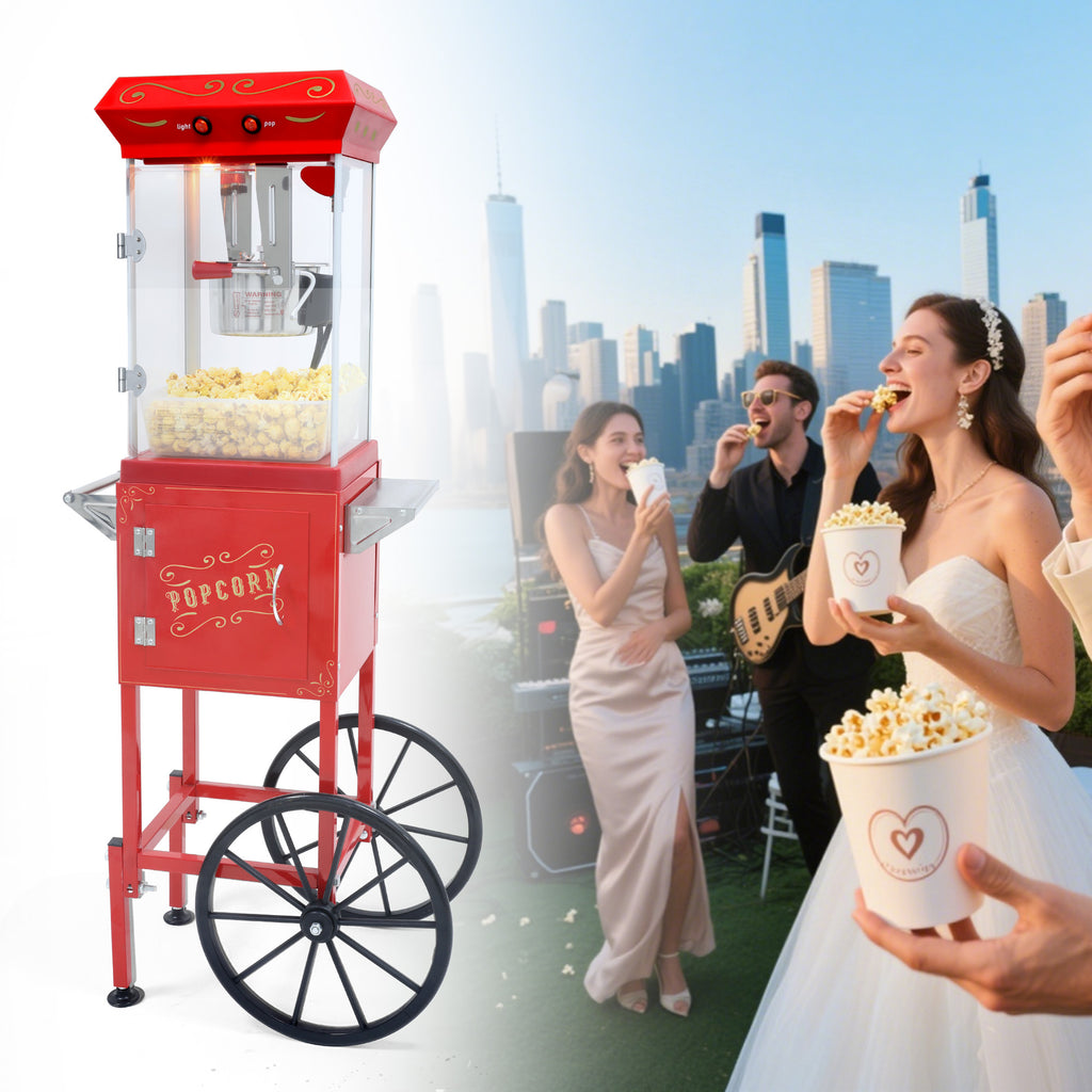 Lposuu 8 Oz. Red 47.64 Inches Tall Professional Popcorn Machine