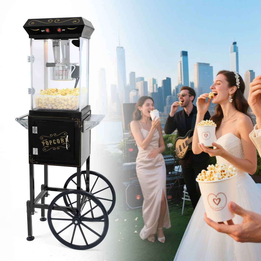 Lposuu 8 Oz. Black 47.64 Inches Tall Professional Popcorn Machine