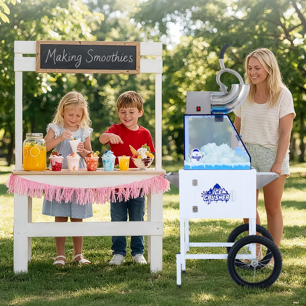 Lposuu 52-Inch Tall White Snow Cone Shaved Ice Machine Cart