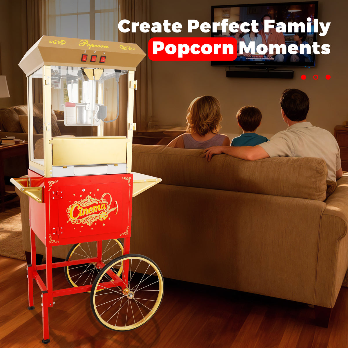 Lposuu 16 Oz. Red 58.8 Inches Tall Professional Popcorn Machine