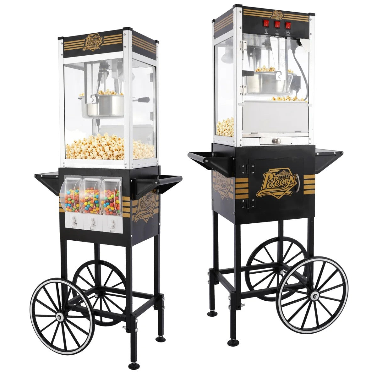 Lposuu Vintage 12 Oz. Black 33.6 Inches Tall Professional Popcorn Machine