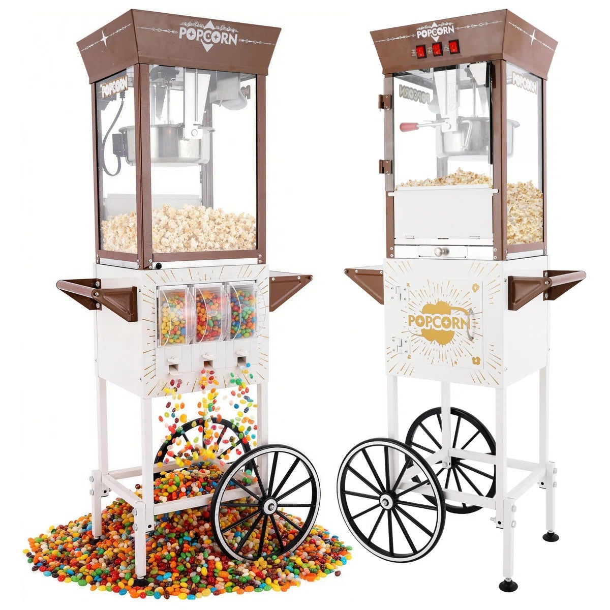 Lposuu Vintage 12 Oz. White 54 Inches Tall Professional Popcorn Machine