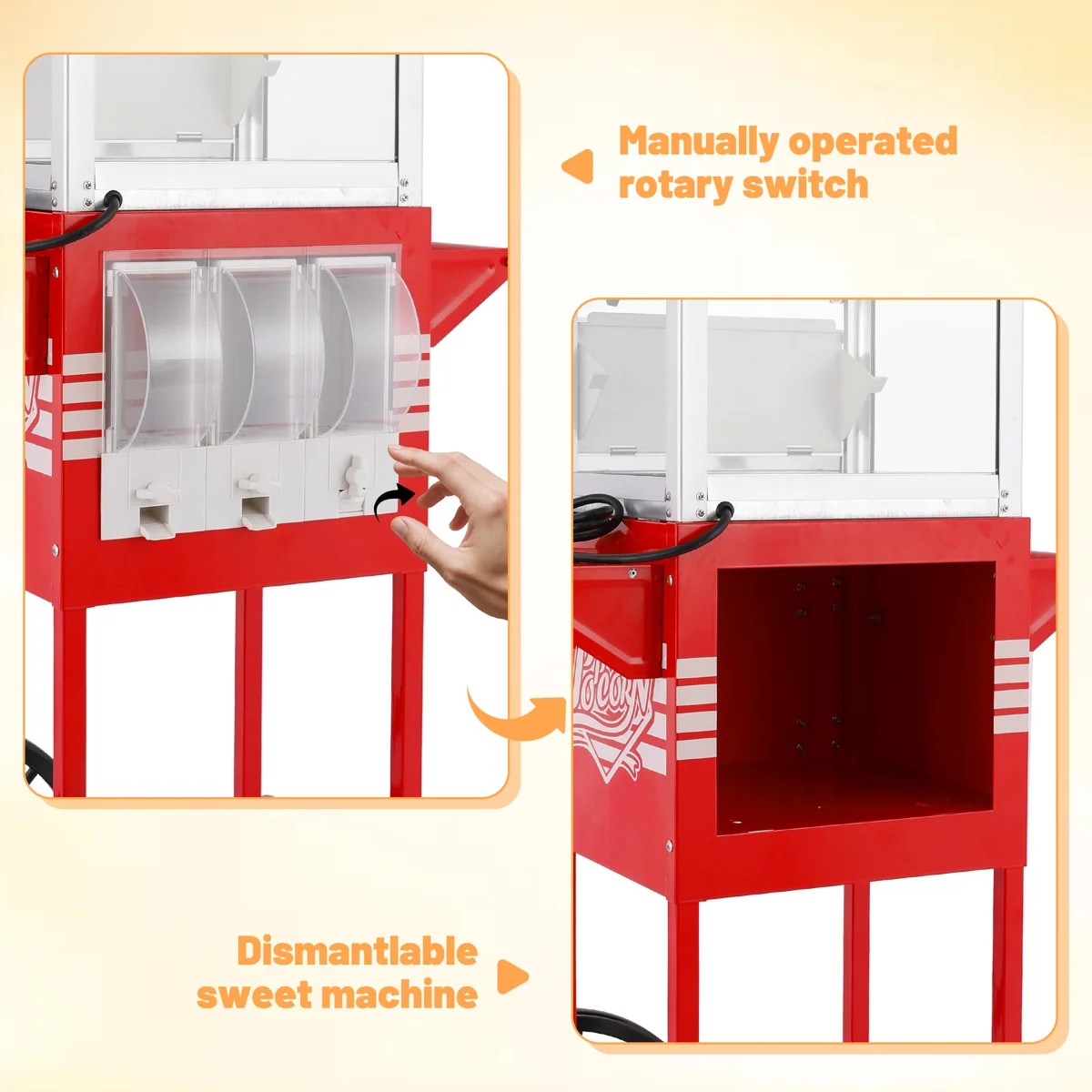 Lposuu Vintage 12 Oz. Red 52.5 Inches Tall Professional Popcorn Machine