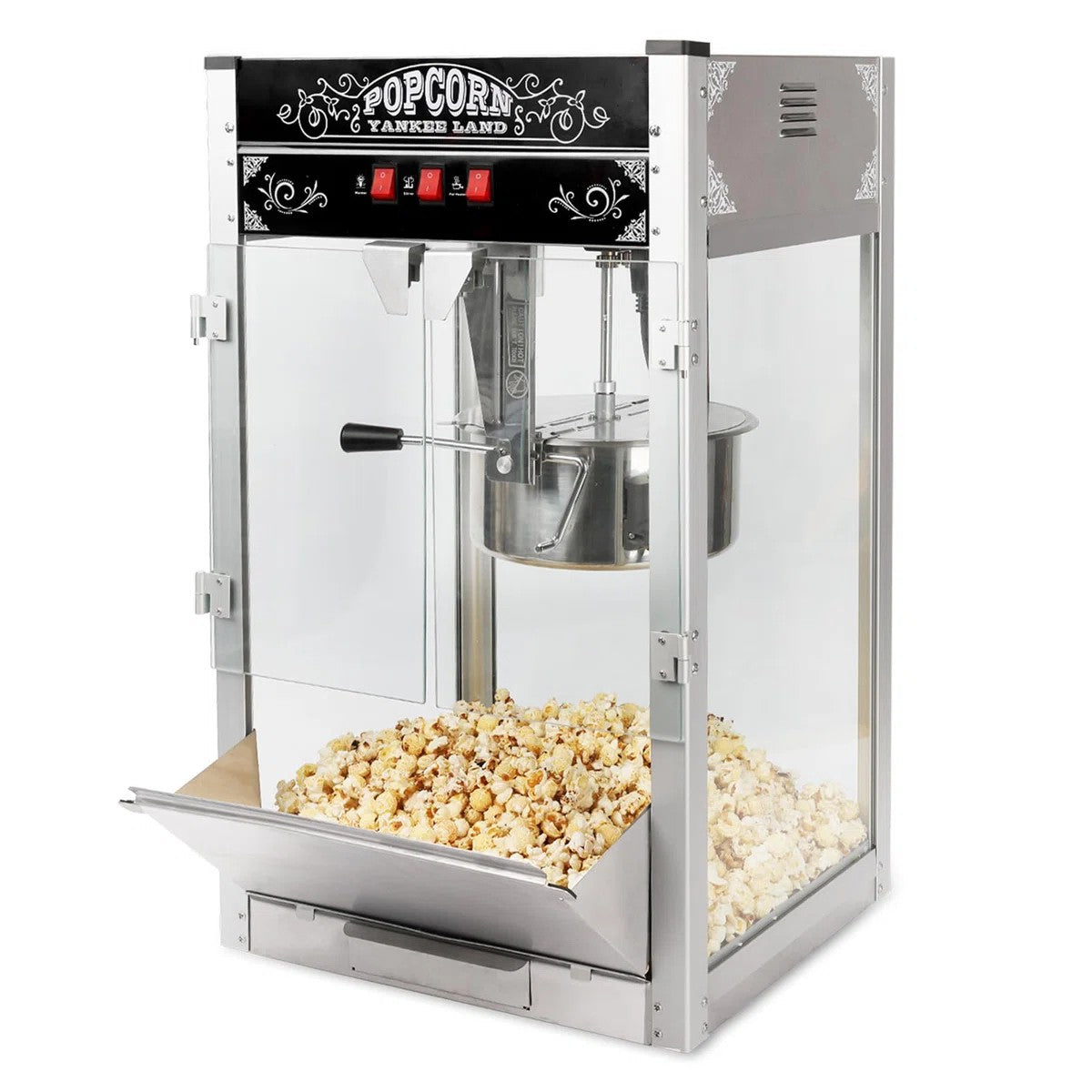 Lposuu Vintage 16 Oz. Black 29.5 Inches Tall Professional Popcorn Machine