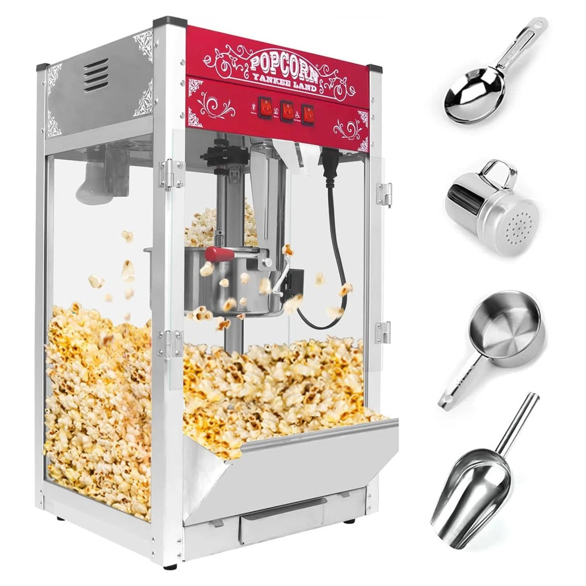 Lposuu Vintage 16 Oz. Red 29.5 Inches Tall Professional Popcorn Machine