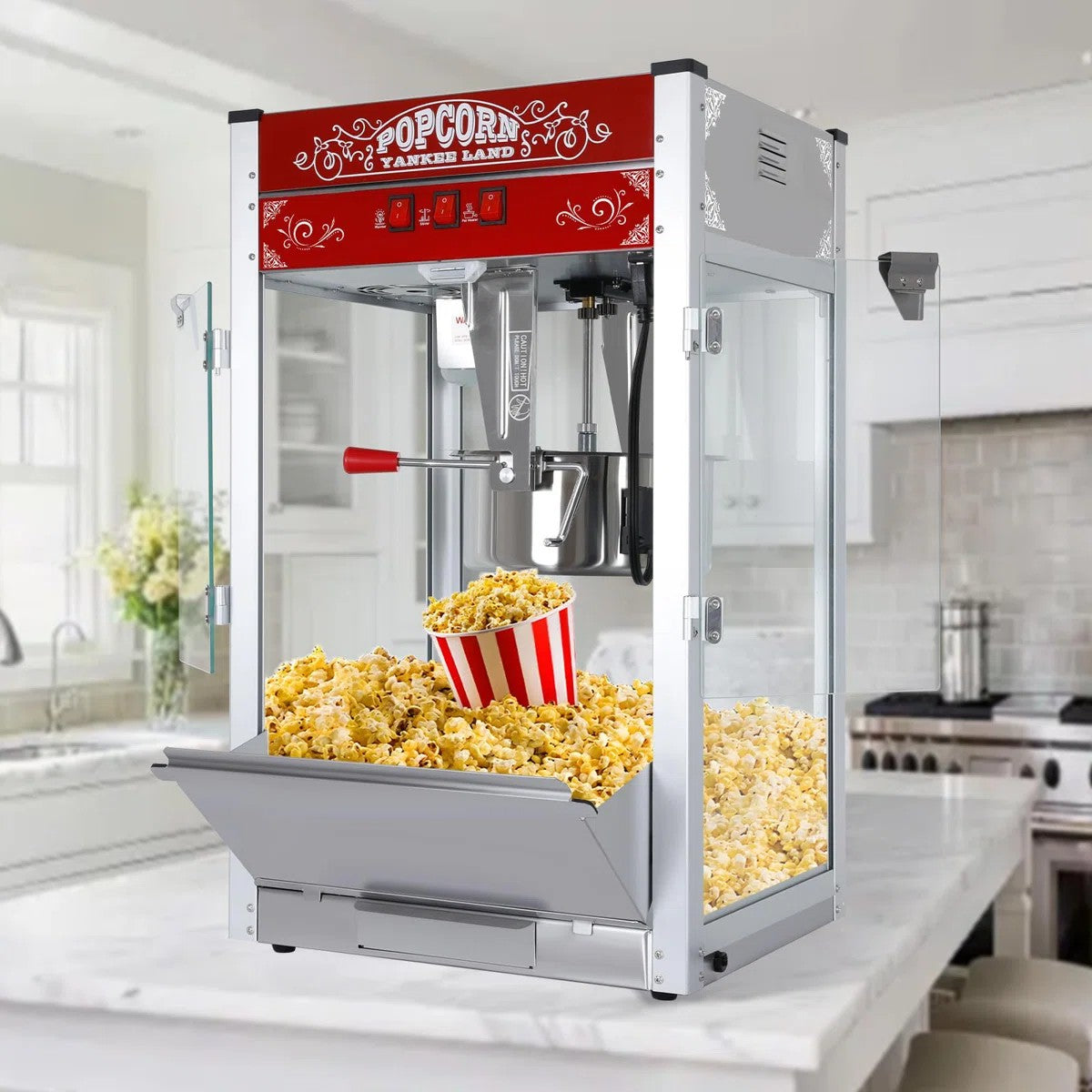 Lposuu Vintage 16 Oz. Red 29.5 Inches Tall Professional Popcorn Machine